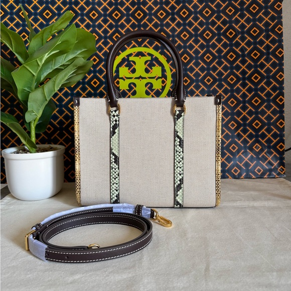 NWT Tory Burch blake canvas embossed small tote 163053 - Picture 5 of 14